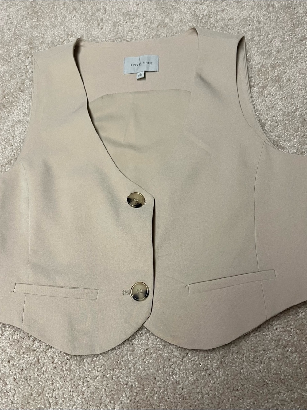 Love Tree Women's Cream Button Vest